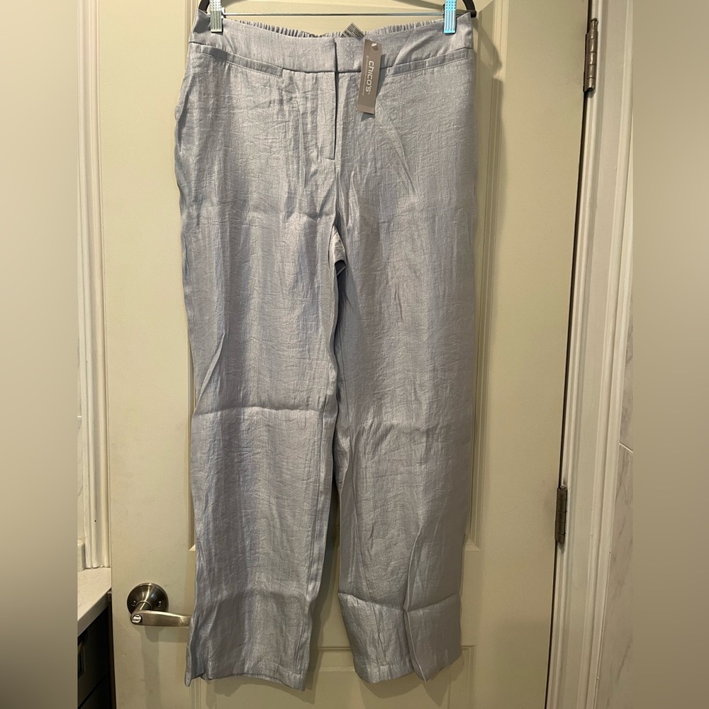 Chico’s Women Welt Pocket Pant Platinum Silver Size 1R NWT